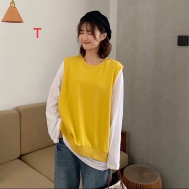 Set áo gile+áo thun dài tay | Shopee Việt Nam